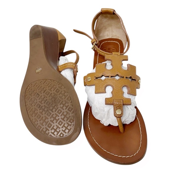 Tory Burch Phoebe Tan Leather Flat Thong Sandal Royal Tan Brown US Size 7 - Picture 14 of 14